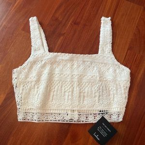 NWT white lace crop top lulus